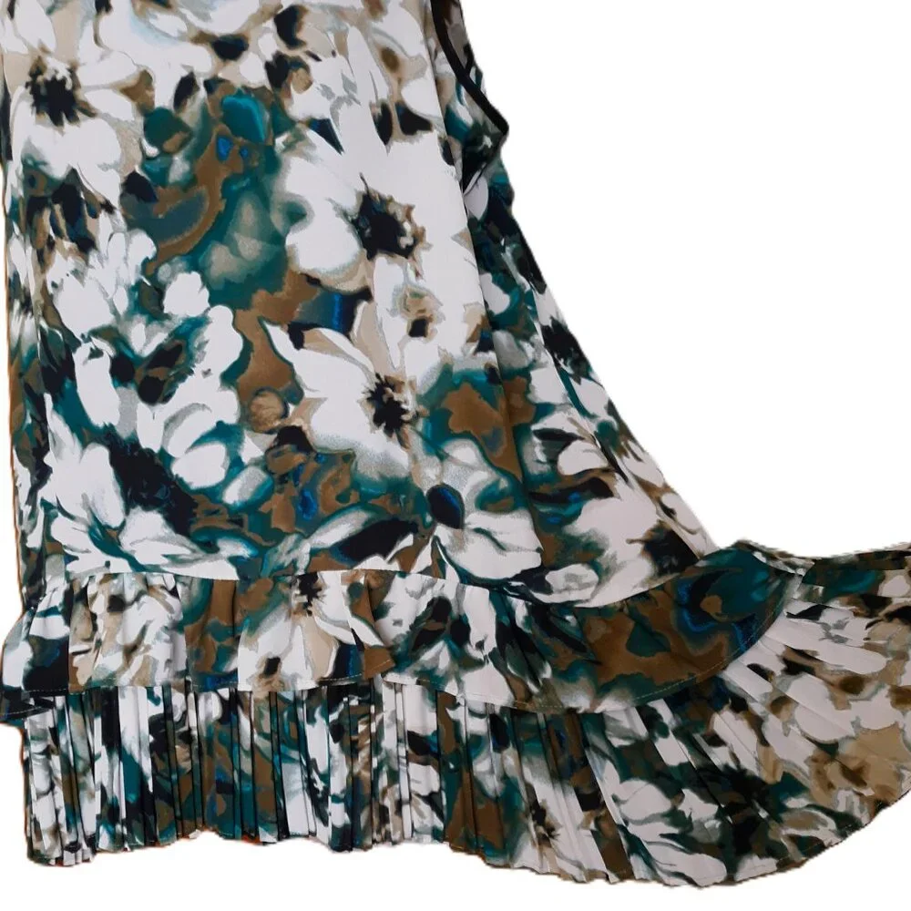 LOGO Lori Goldstein Sleeveless Tunic Blouse Double Layered Peplum Floral - Picture 8 of 9